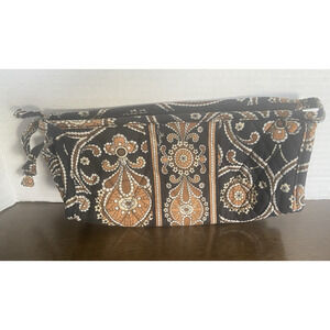 Vera Bradley CAFE LATTE makeup cosmetic travel zippered bag